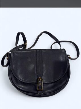 Classic coach 9824 Black Leather Saddle Crossbody Bag